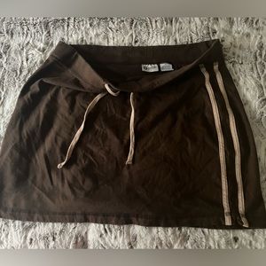 Brown mini sweatpant material skirt
